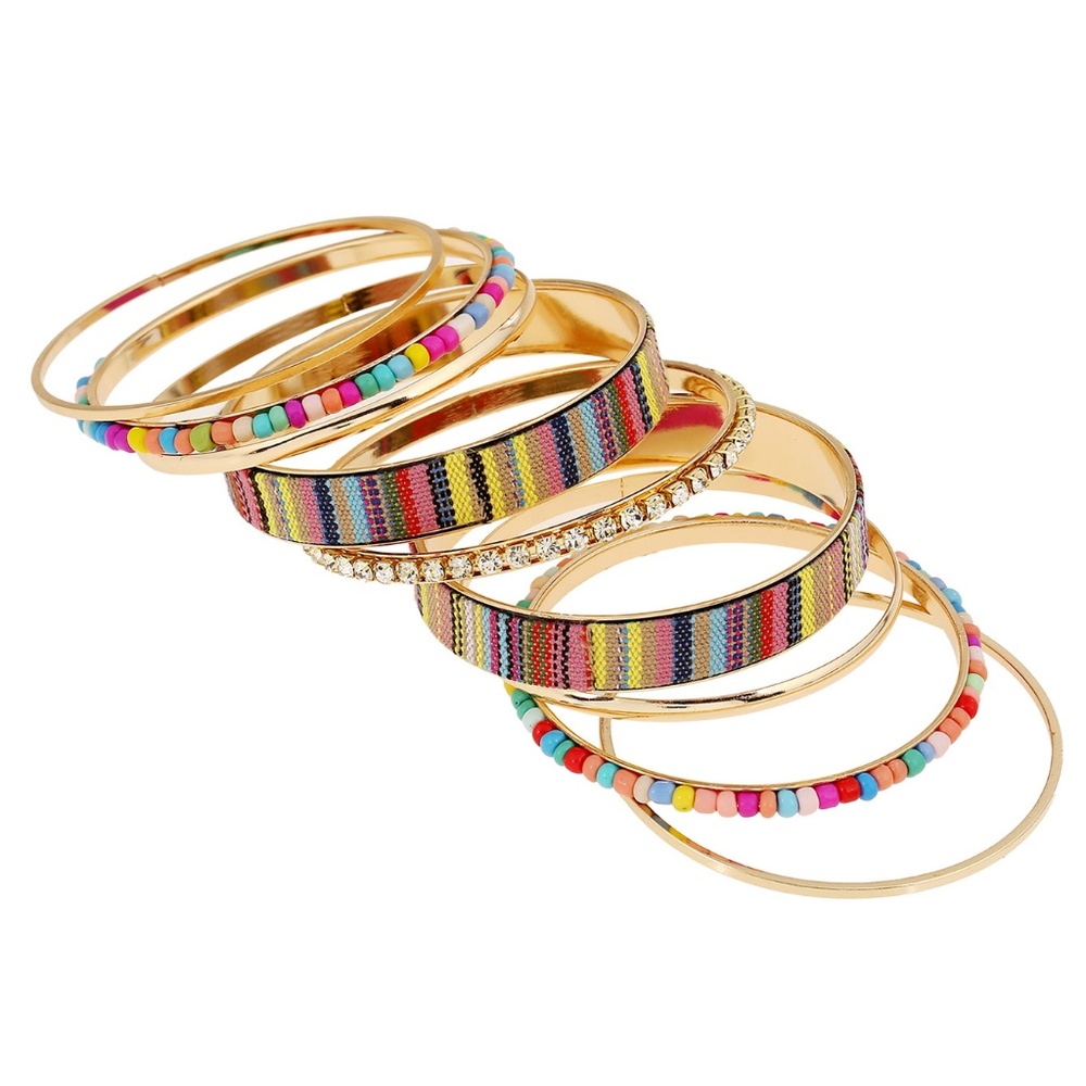 9pcs Multicolor Beaded Bracelet Set - Picture 4 of 4